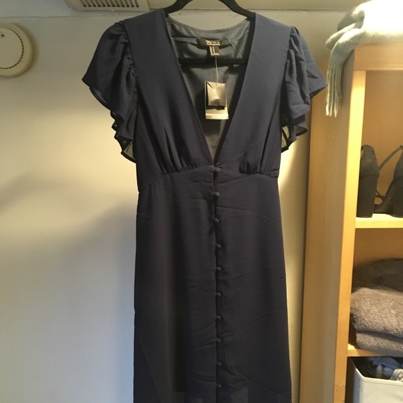 chiffon butterfly sleeve midi dress